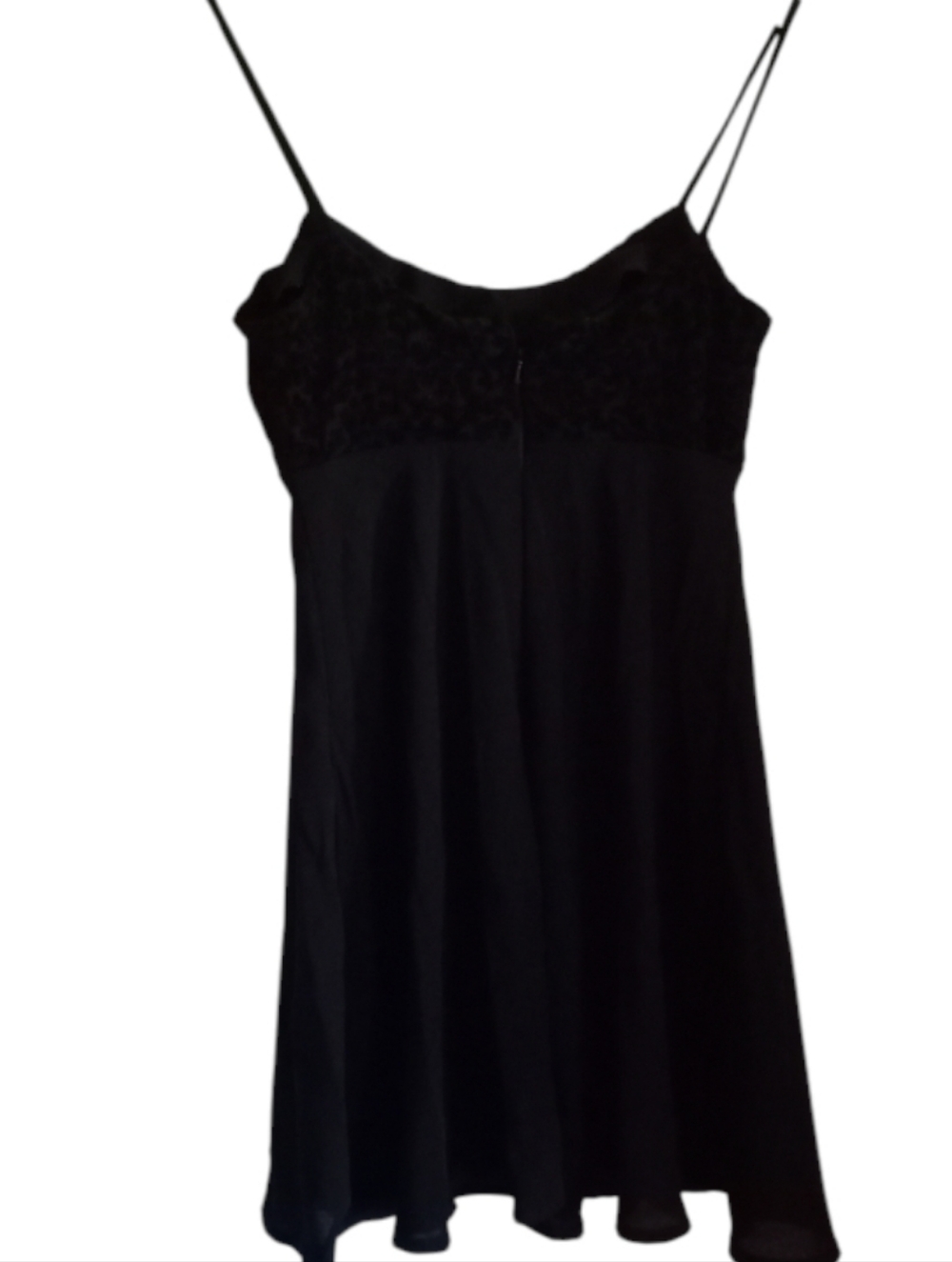 Rampage Black Lace-Trim Cami Slip Dress with Spaghetti Straps Size: J:3 -W:2